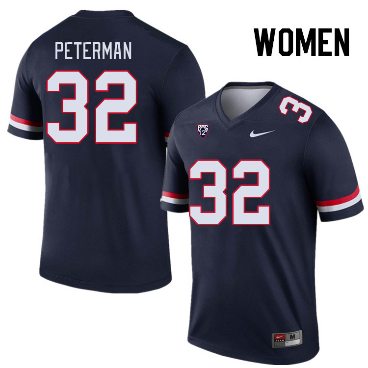 Women #32 Cash Peterman Arizona Wildcats College Football Jerseys Stitched Sale-Navy - Click Image to Close